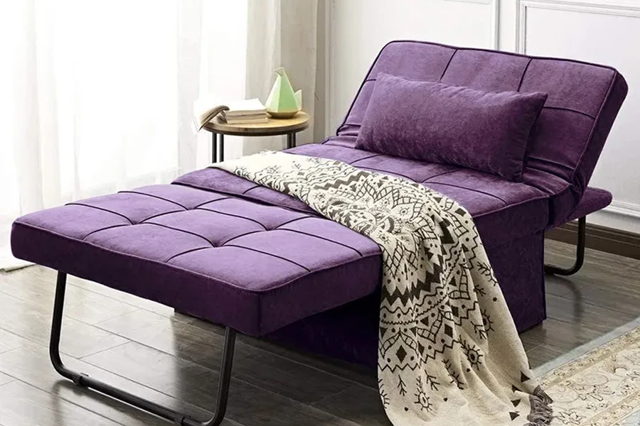 4'ü 1 arada mor osmanlı dönüştürülebilir yataklı sandalye