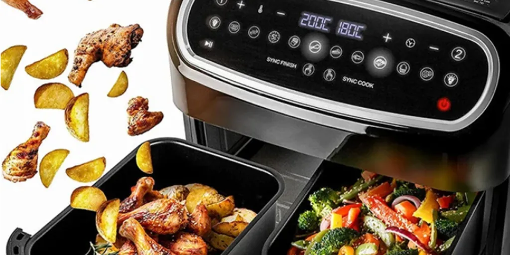 9-liter double-door drawer stainless steel and plastic air fryer