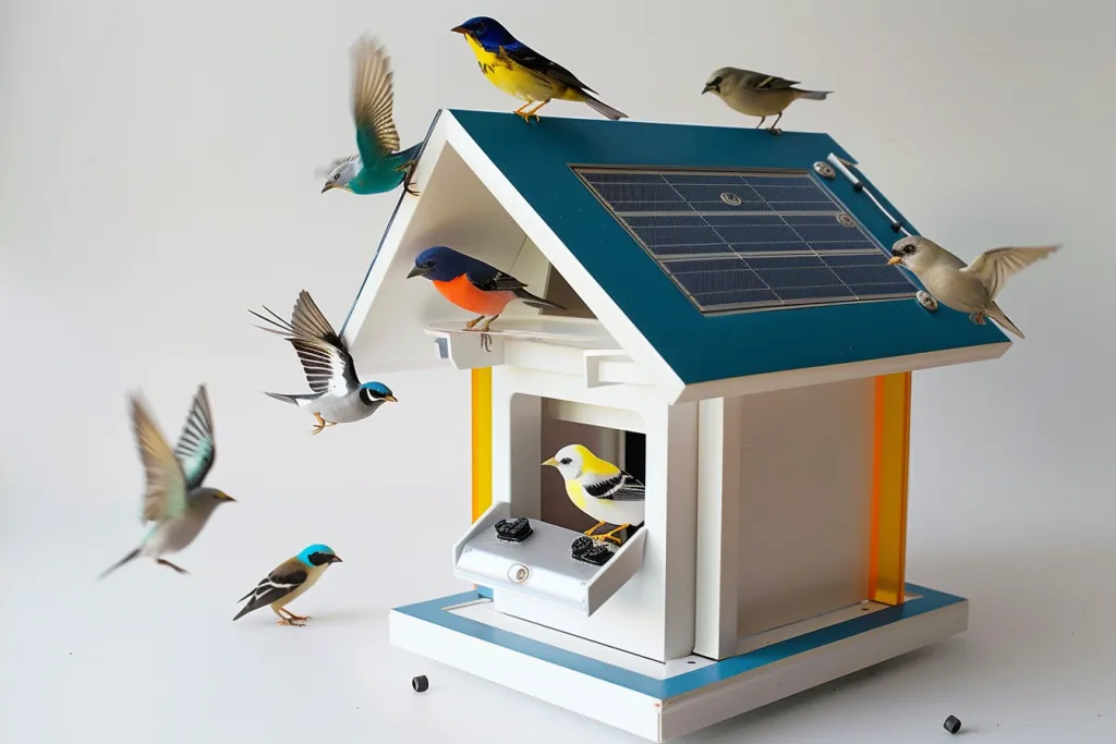 A bird marker with a solar panel