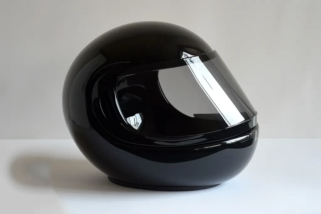 Helm sepeda motor berwarna hitam tanpa logo