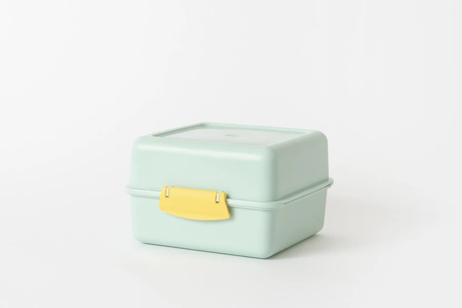 A cyan blue lunch box