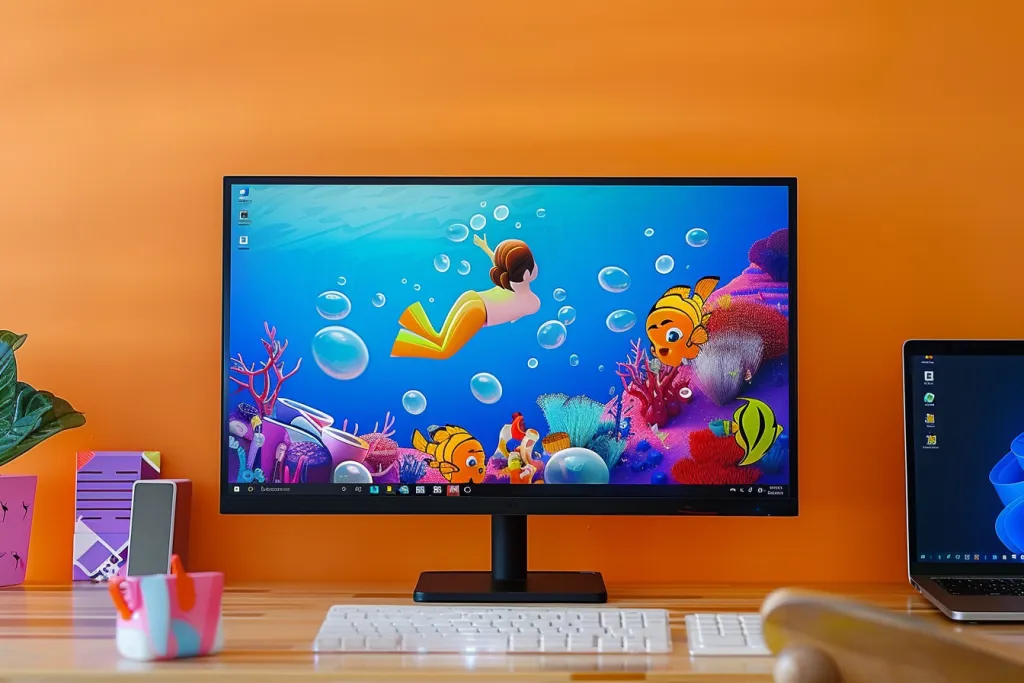 Un monitor desktop che mostra la schermata delle impostazioni di Windows