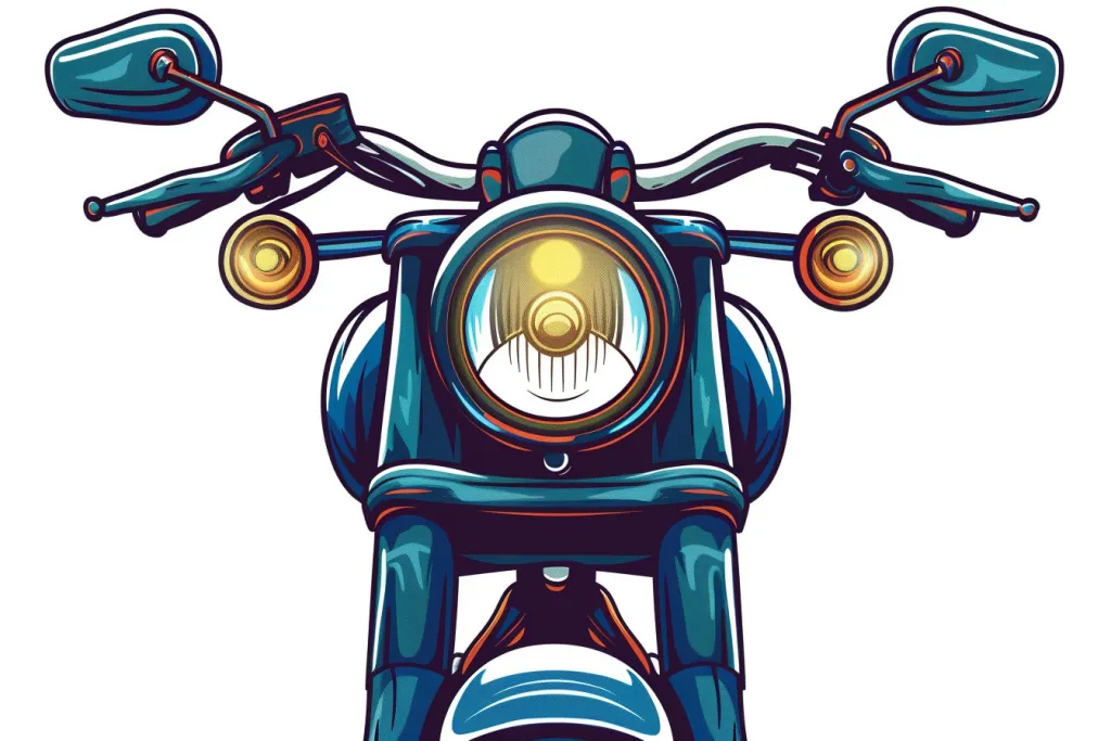 Ilustrasi vektor sederhana bergaya kartun lampu stang pada sepeda motor tua