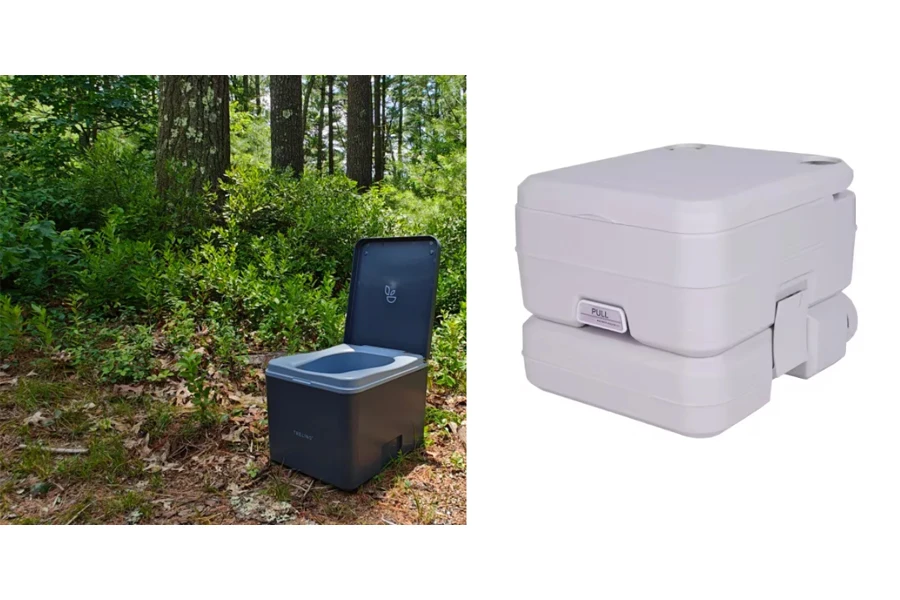 A single unit composting portable toilets for campers