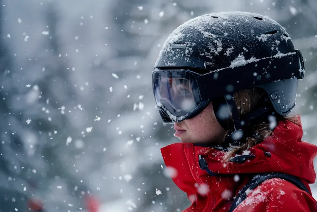 Une femme portant un casque ouvert noir mat avec une visière transparente