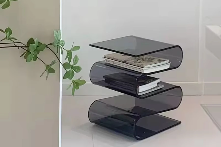 Acrylic S-shaped living room side table and magazine rack