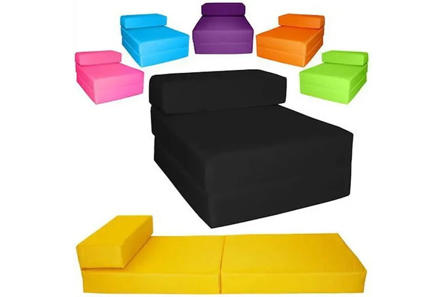 Basic foldable chair bed in multiple colors