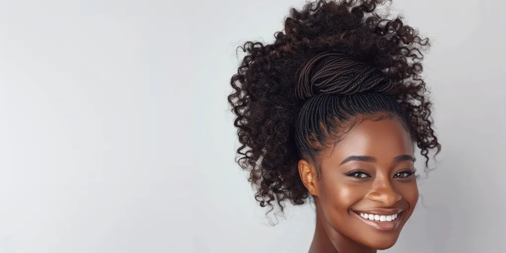 Wanita kulit hitam cantik dengan rambut keriting besar