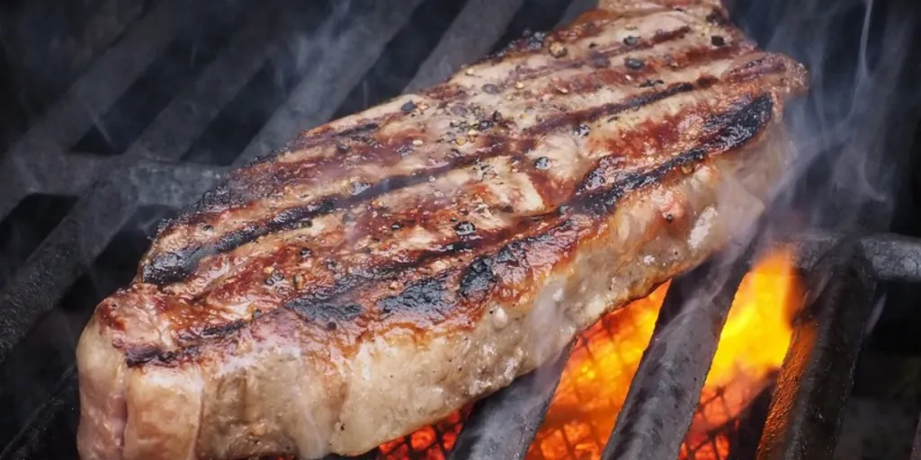 Steak daging sapi di panggangan panas