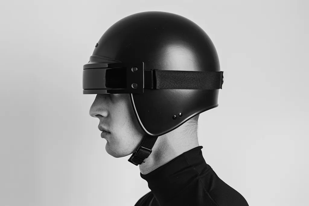 Meio capacete de motociclista preto fosco com protetor de queixo