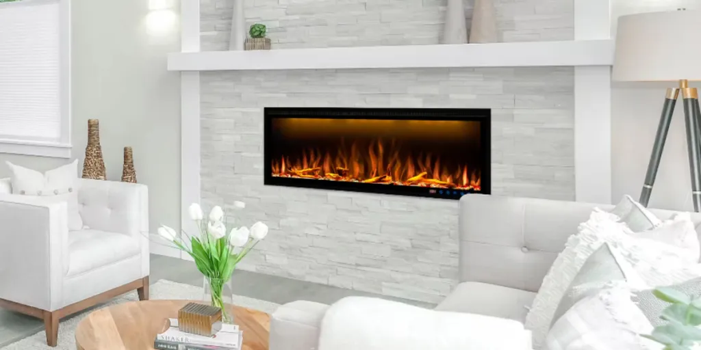 Built-in electric heater with artificial flames and remote control