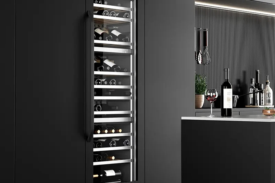 Armário refrigerador de vinho embutido com refrigeração por ventilador