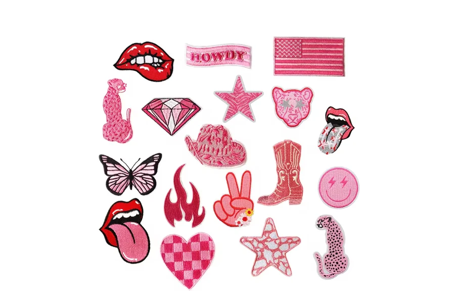 Bulk Stock Hot Sale Wholesale Price Cute Iron On Embroidery Rose Pink Patches