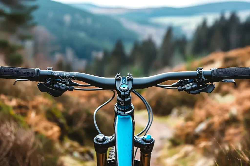 Close up of the handlebar and head tube