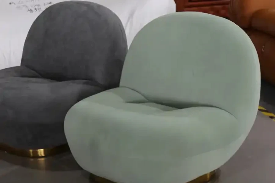 Chaises d'appoint en boucle d'agneau gris et menthe poivrée, coin incurvé