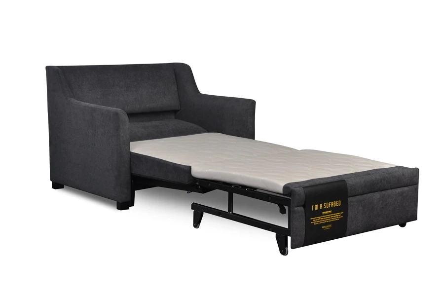 Zarif siyah uzatılabilir yataklı sandalye tasarımı