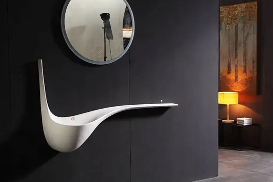 Elegant white artistic wall-mounted sink