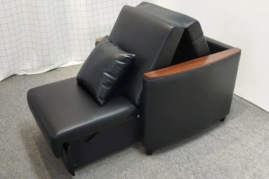 Uzatılabilir lüks siyah suni deri uyuyan sandalye