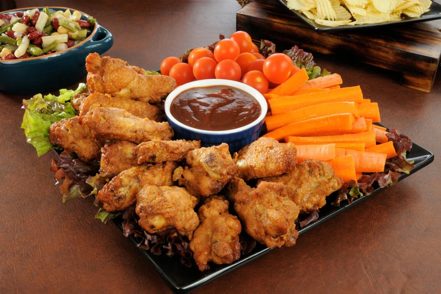 Food served in melamine tray