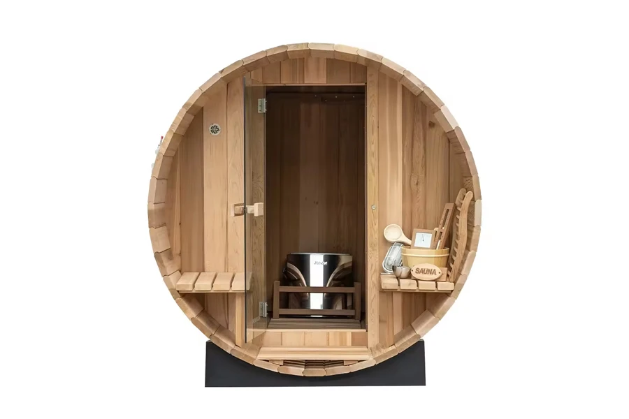 Four- to six-person wet or dry barrel sauna