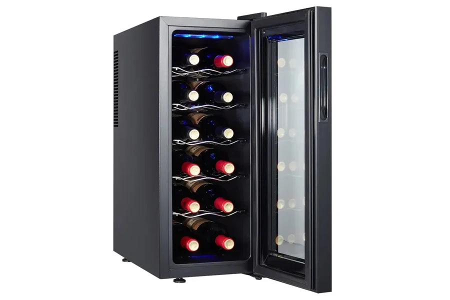 Bağımsız 12 şişe termoelektrik şarap buzdolabı