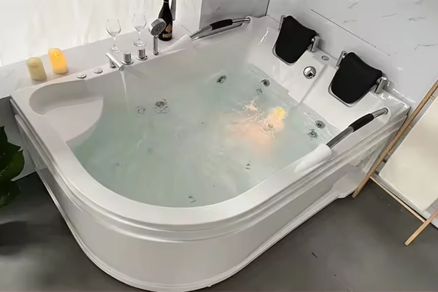 Freestanding 2-person luxury acrylic whirlpool bathtub