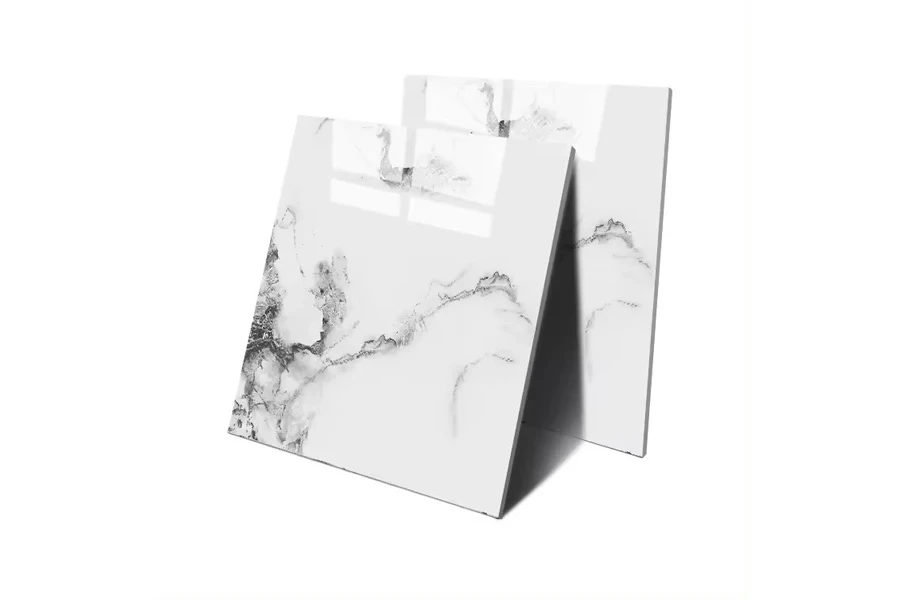 Glossy ceramic tiles on a white background