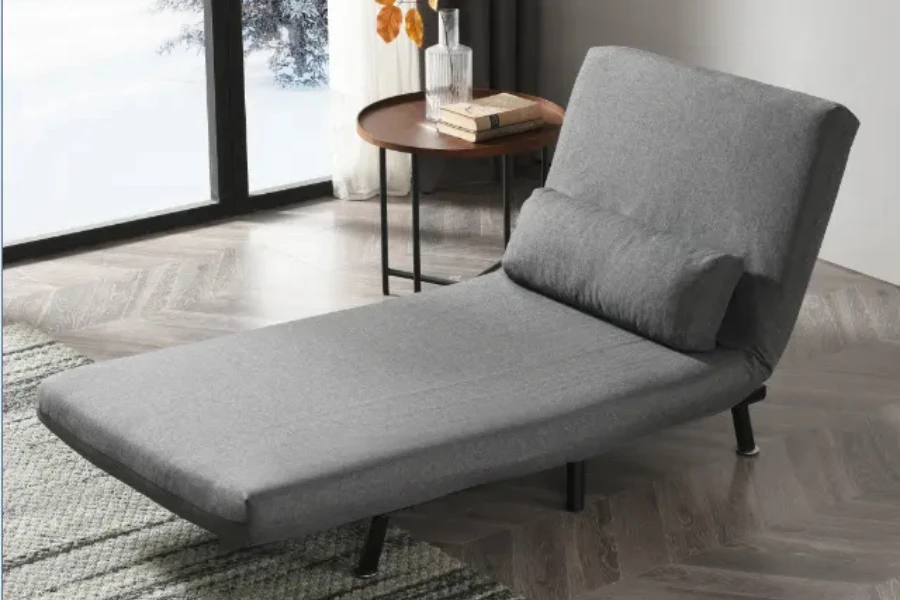 Gray convertible chair bed with five positions
