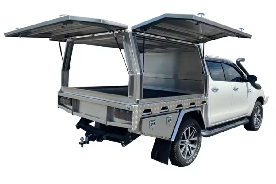 Nouveau Auvent personnalisé de dessus de lit de camionnette de double cabine simple d'alliage d'aluminium