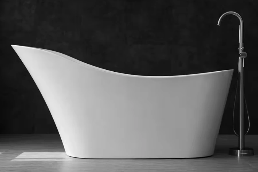 High-backed acrylic oval bathtub