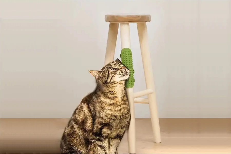 Sisir kucing pemijat mandiri silikon interaktif