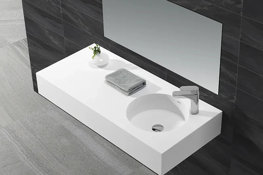 Large modern acrylic wall-mounted wash basin