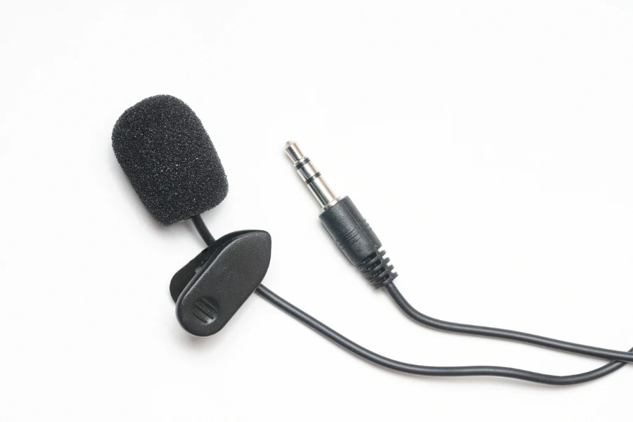 Lavalier microphone for correspondents on an isolated white background