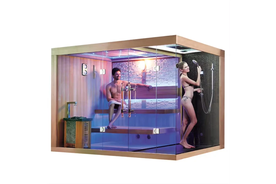 Salle combinée luxueuse d'ozone, de vapeur et de sauna
