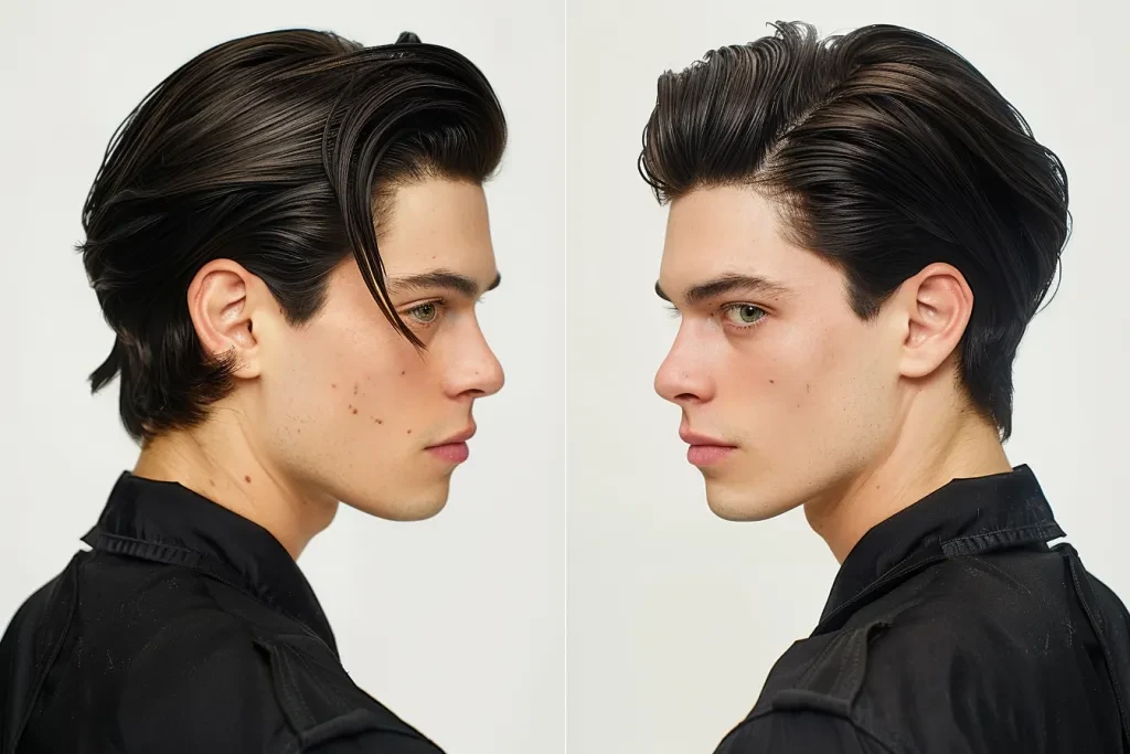 Homem com cabelo penteado em uma parte lateral elegante