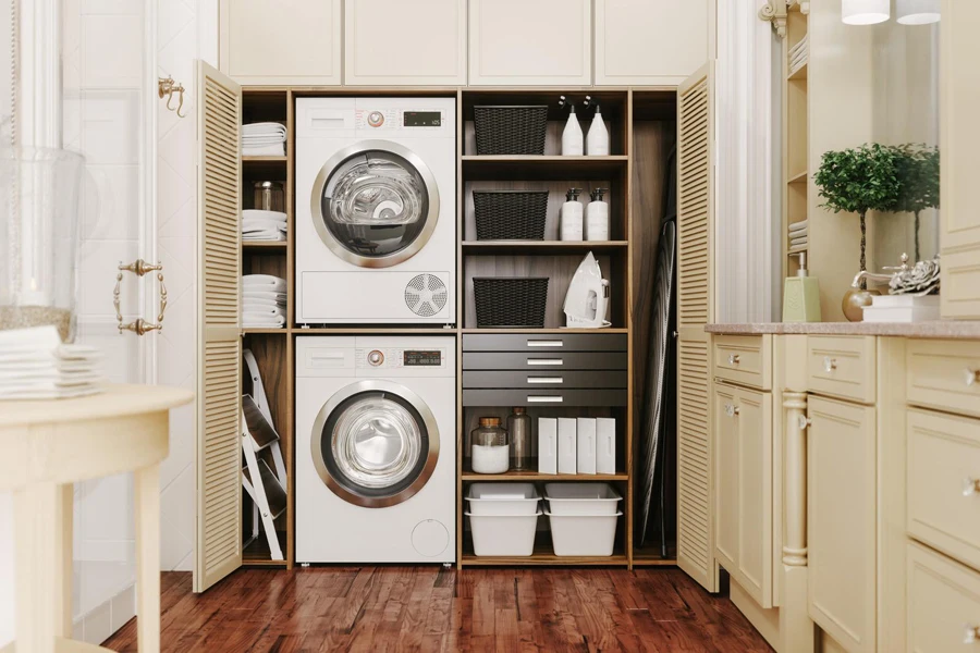 Modern cabinet in a laundry room