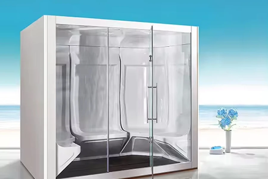 Moderna sauna a vapor úmida em acrílico branco para 6 pessoas