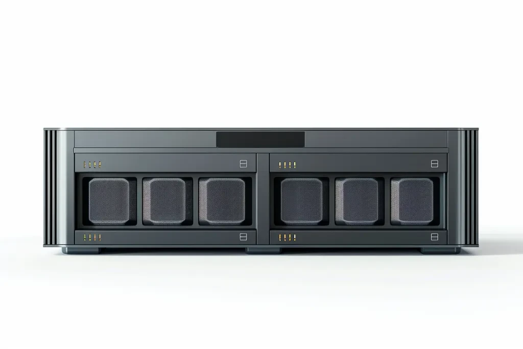 storage with six bays, front view