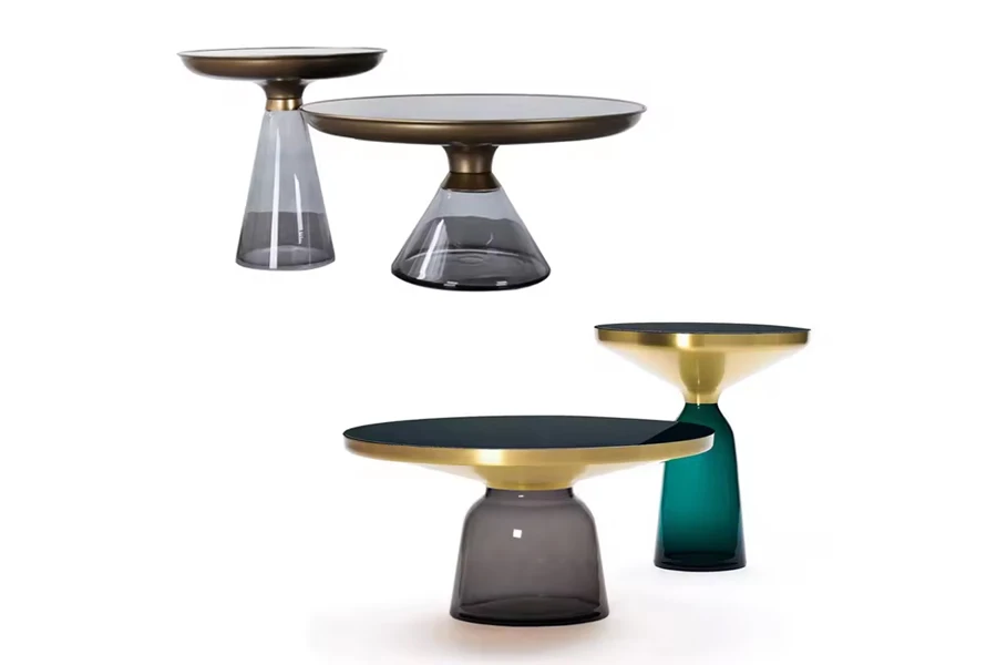 Nordic luxury colored tempered glass end tables