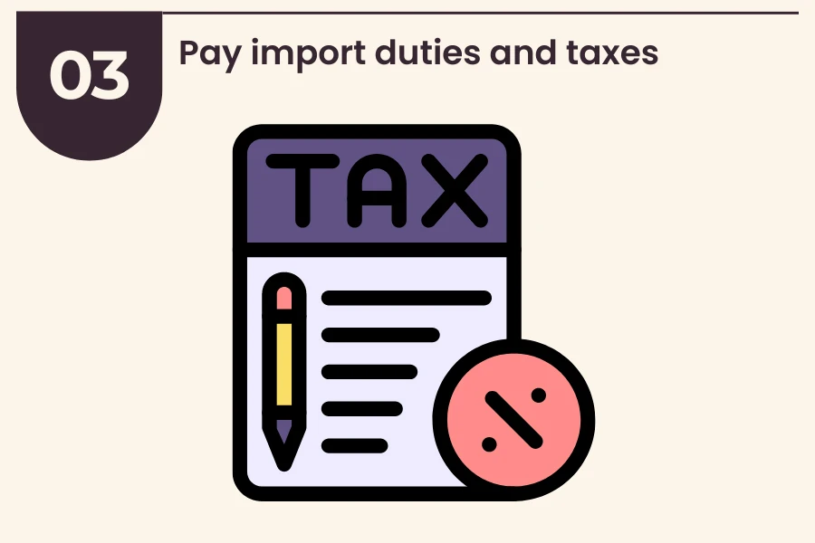 Paying import duties and taxes to clear goods
