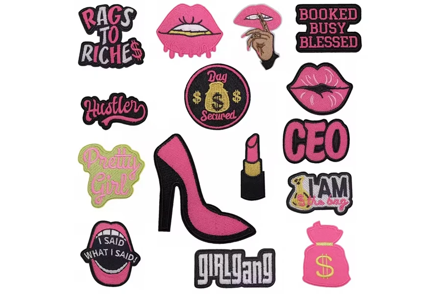 Personality Girl Series Embroidery Patch Patches Lipstick Lips High Heels Patches