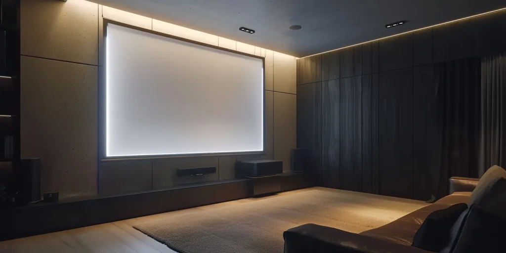 Photo of an in-wall projector screen