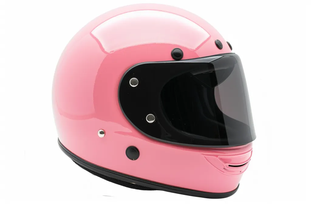 Pink half helmet with black visor for kids