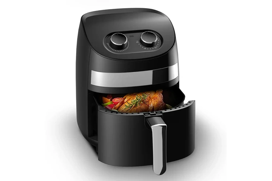 I-air fryer ephathekayo enekhava elilodwa elinezindlu zepulasitiki