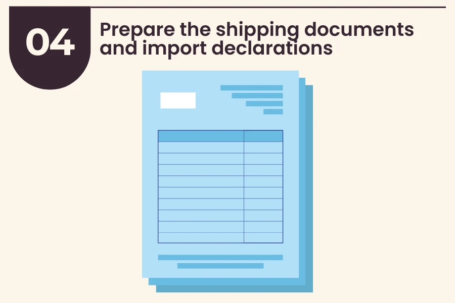 Preparación de los documentos de envío y declaraciones de importación.