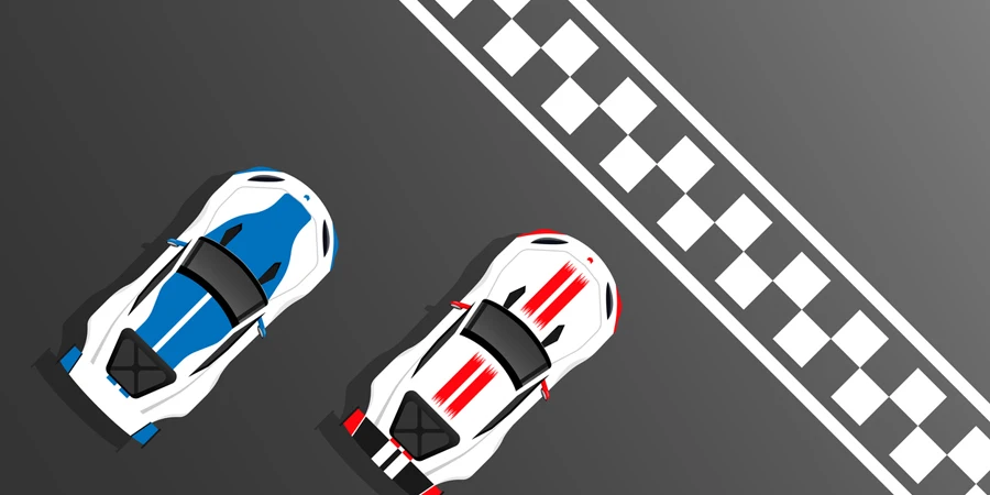 Racing Cars at the finish line