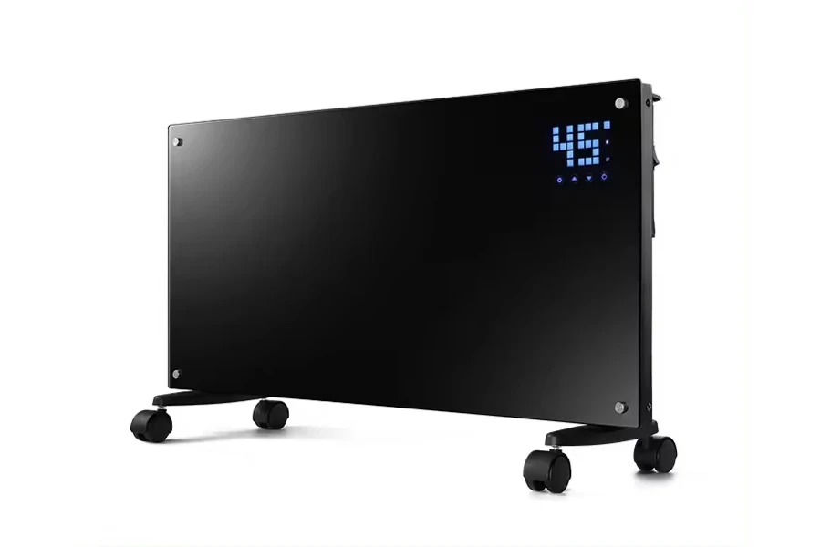 Remote-controlled convector heater on wheels or for wall mounting