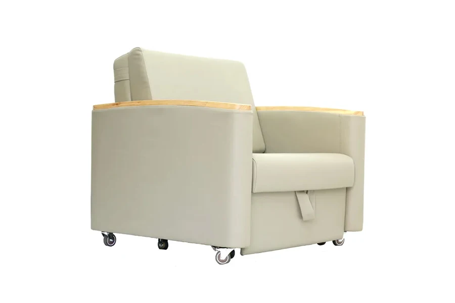 Single-person patient convertible sleeper chair on wheels