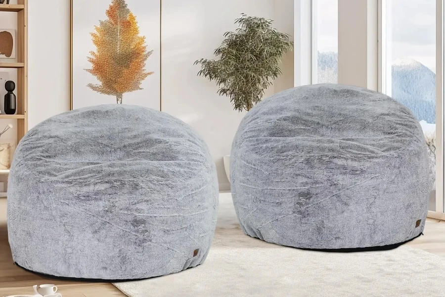 Poufs ronds en velours doux et moelleux