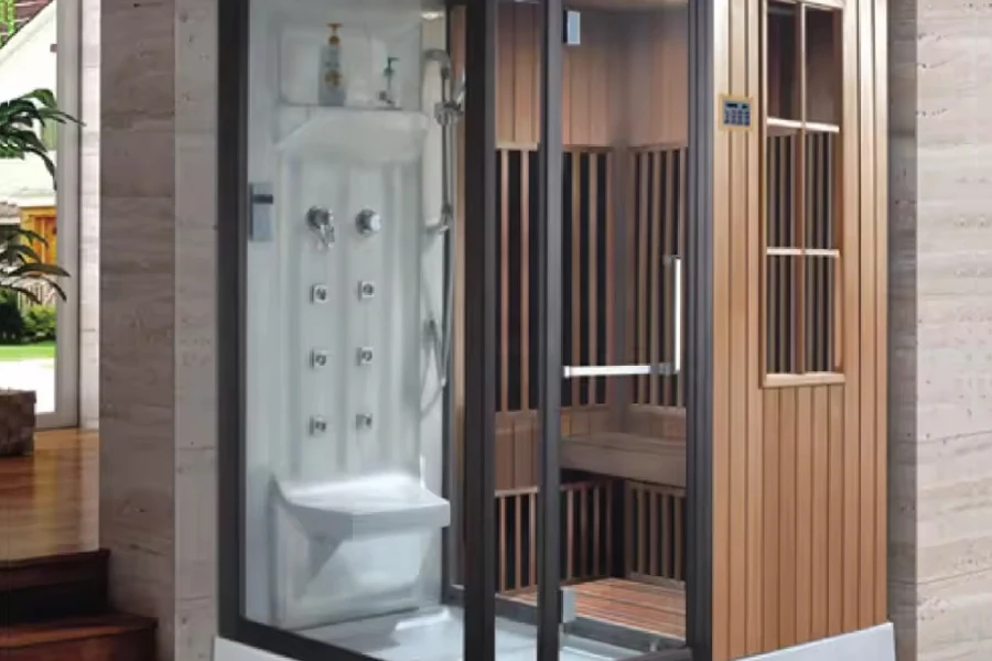 Combinación de baño de vapor y sauna para una persona.